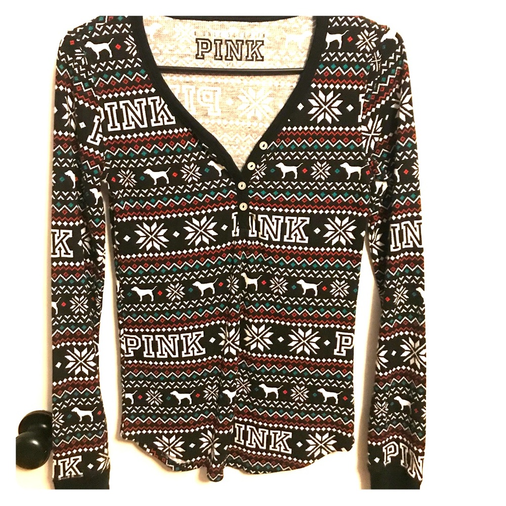 PINK VS Holiday Long Sleeve Sleepwear Shirt